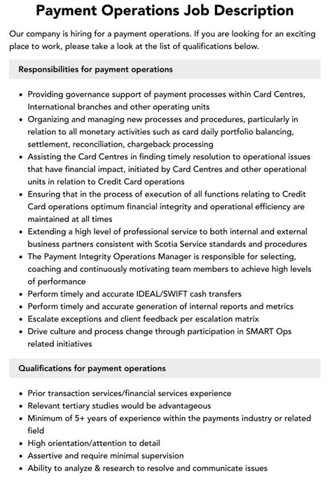 Payment Officer Job Opportunities .